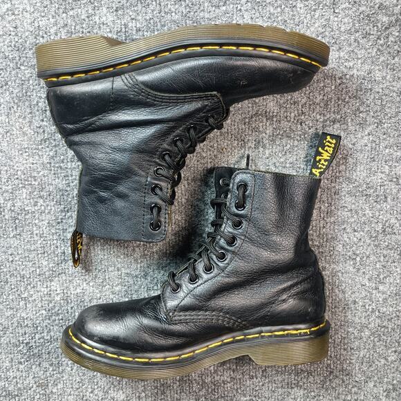 Dr Martens Boots Women Size 5 Black 1460 Pascal Leather Combat 8 Eyelet - Picture 5 of 8